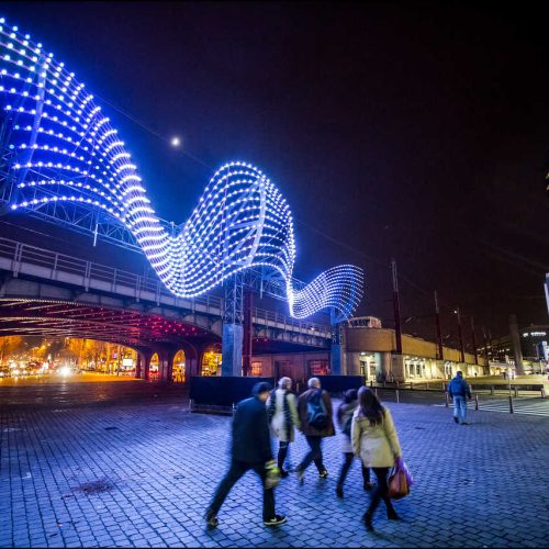 Bright light decoration at Gare de Midi