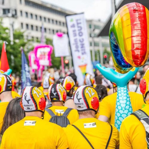 Brussels Grand Départ parade of supporters