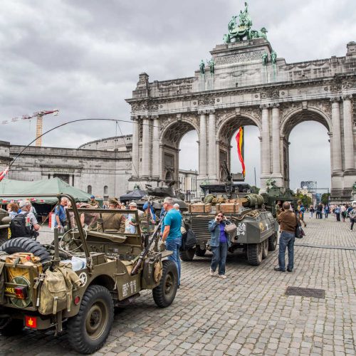 Brussels liberation day military cars