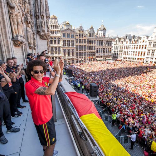 Red Devils players greet the public