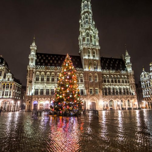 Brussels by light sapin de noêl grande place