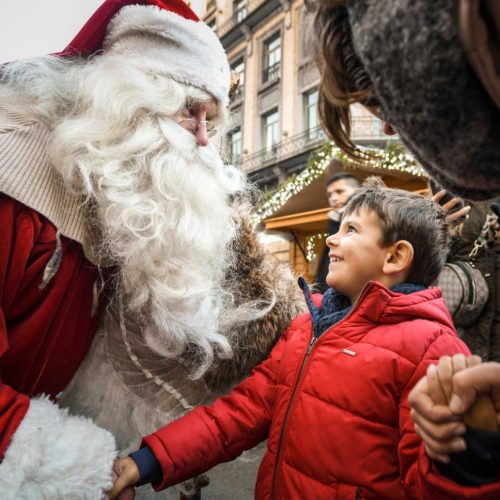 Winter Fun Santa Claus meets the children